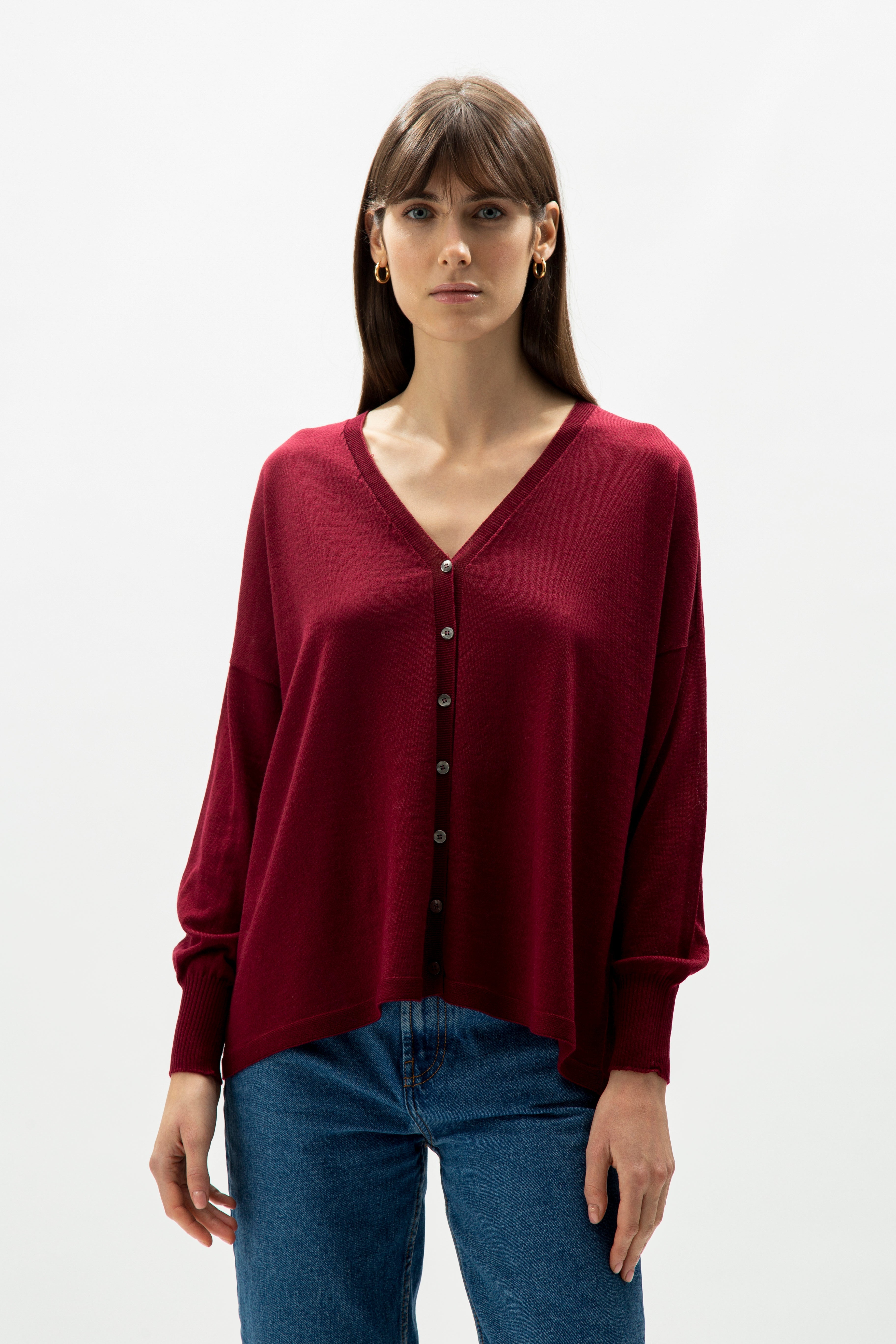 Extra Fine Merino Wool Oversized V-Neck Cardigan (3D-Knit)