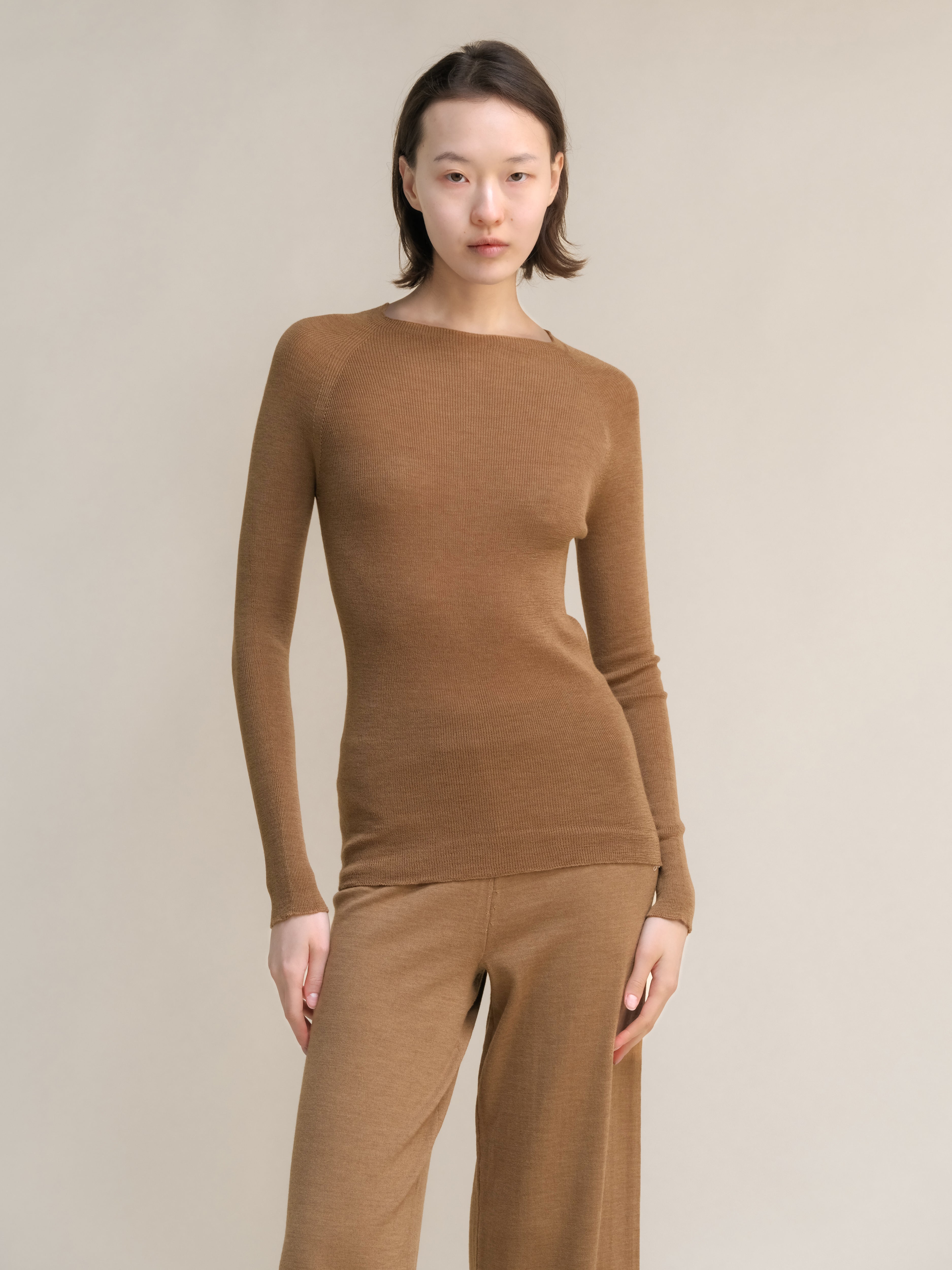 Merino Wool Ribbed Crewneck Sweater