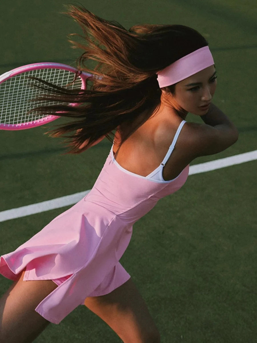 Color-Block Striped Tennis Dress-0