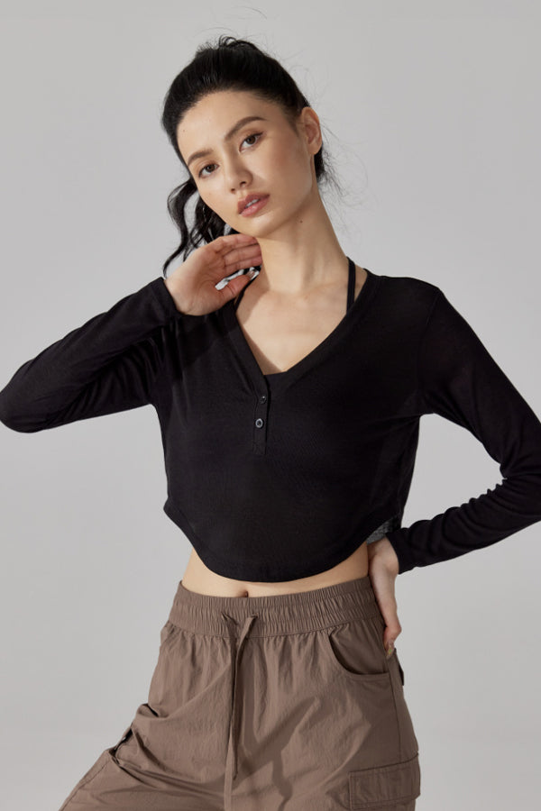 Cropped Long Sleeve Pullover-4