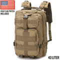 Rugged 40L Tactical Backpack in Khaki — front view