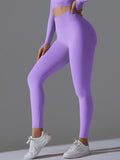 Seamless Solid High-Waist Peach Workout Leggings-0