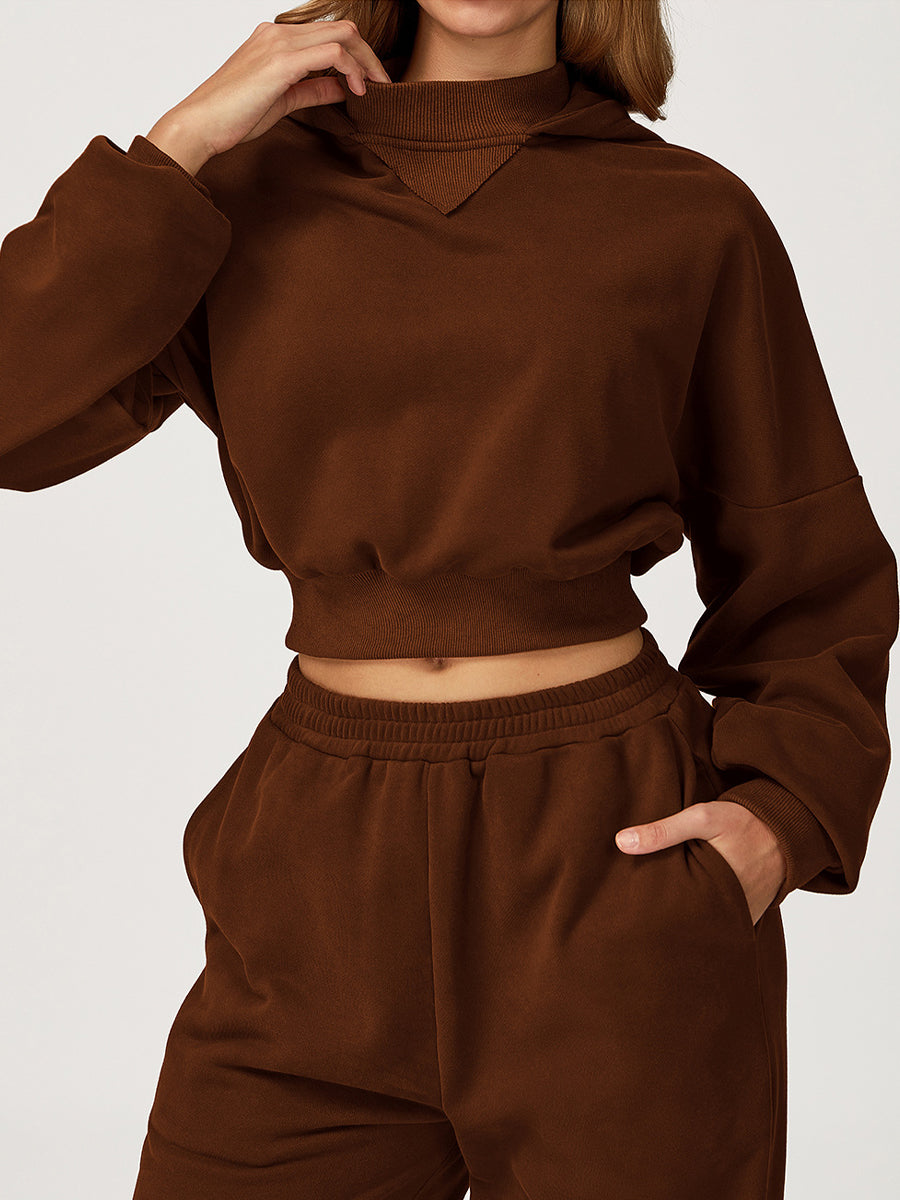 Chic Cocoa Crop Hoodie-0