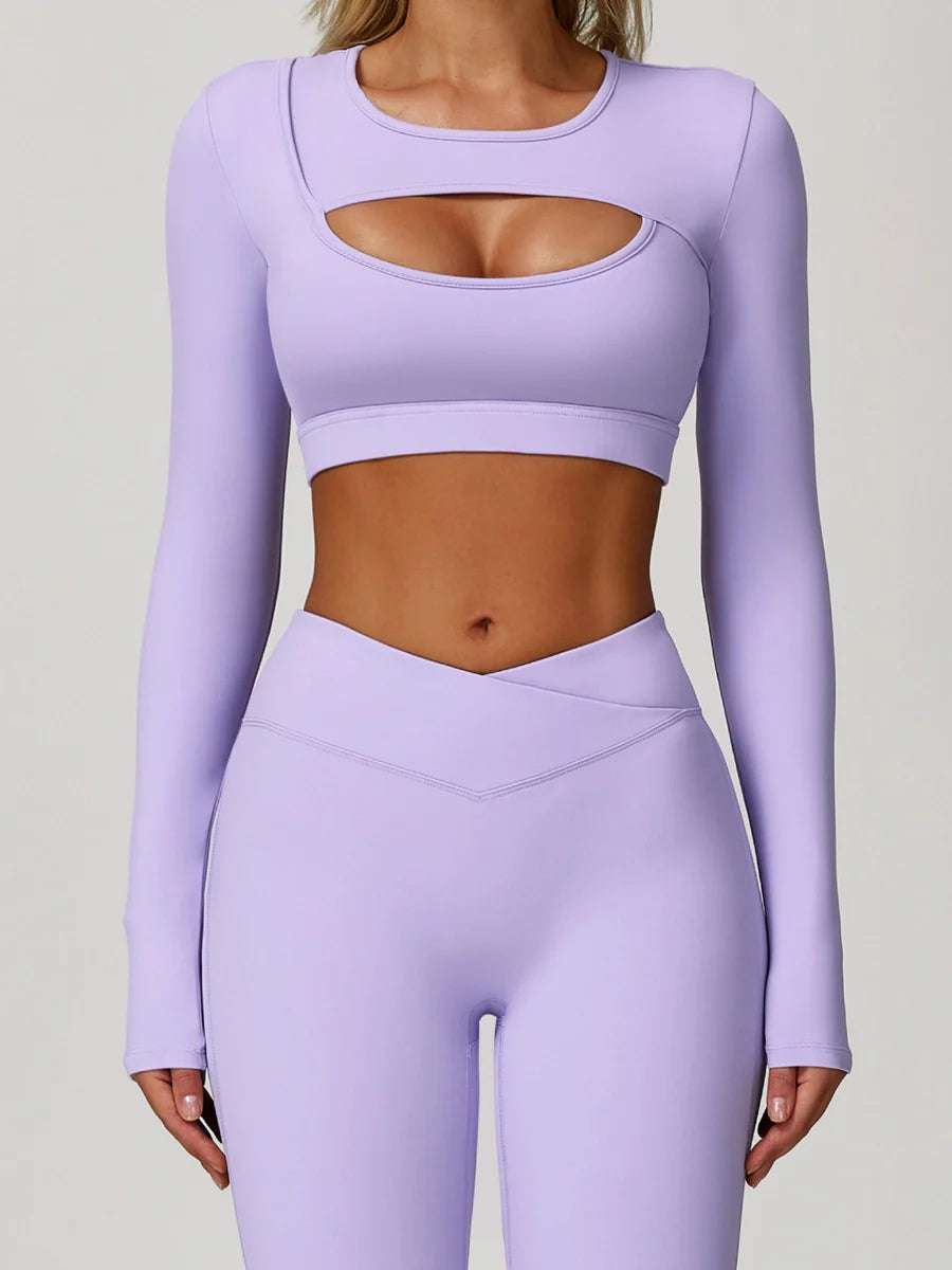 Power Petals Asym Long Sleeve Crop Top-0