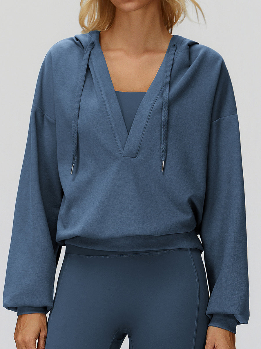 Oversized V-Neck Hoodie-0