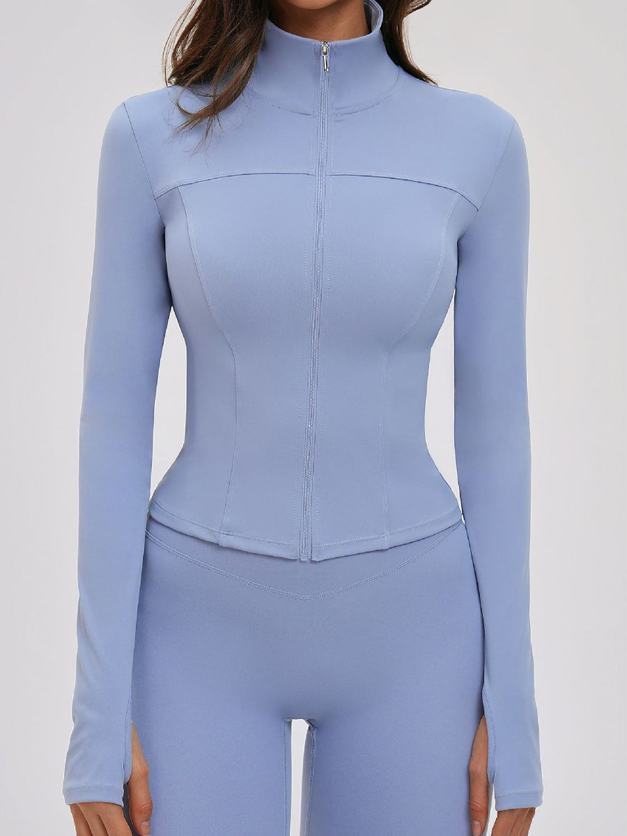 Brushed Stand-Collar Full-Zip Yoga Jacket-4