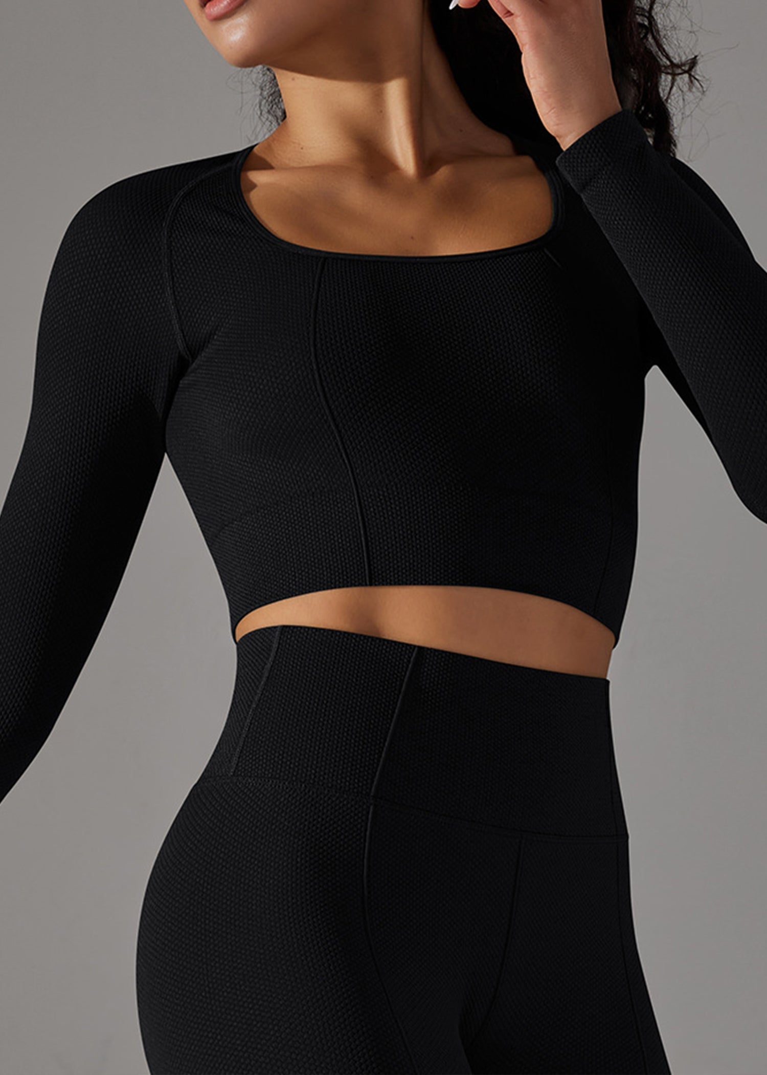 Textured Cropped Longsleeve-3