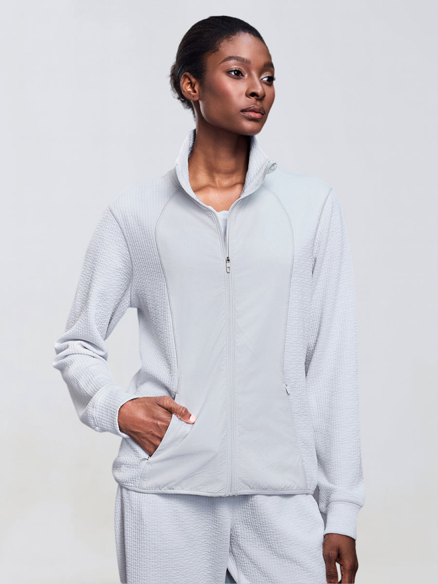 Waffle Stand-Neck Zip Jacket-2