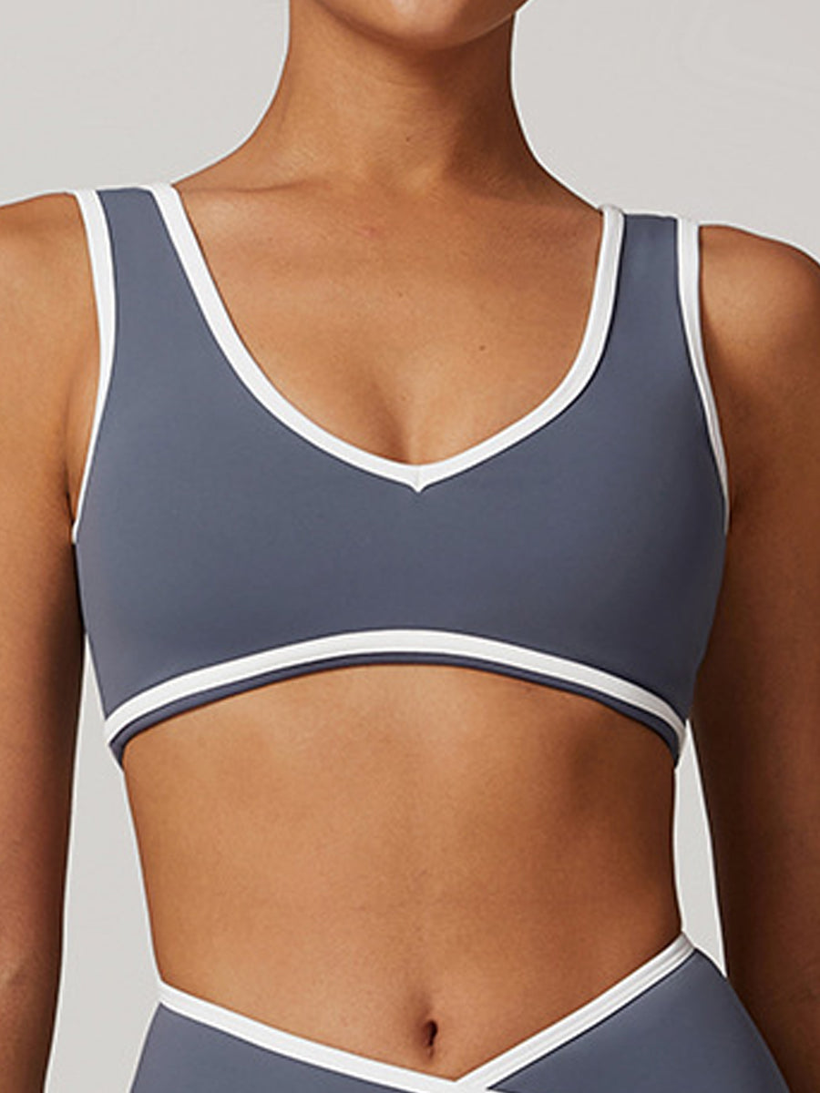 Colorblock Wide-Strap Sports Bra-3