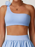 Detachable Rose Asymmetrical Sports Bra-0
