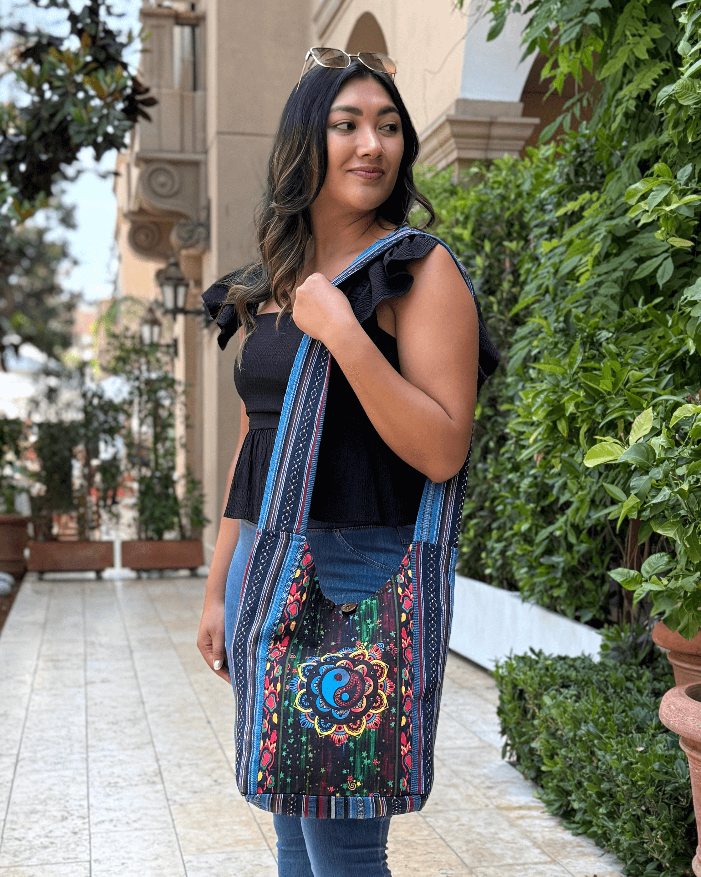 Yin Yang Print Hobo Bag