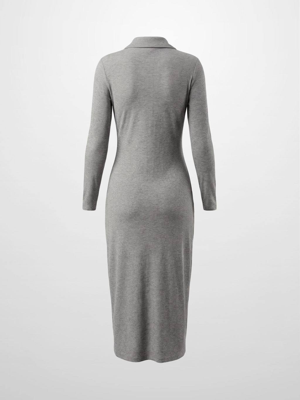 Button Down Ribbed Maxi Dress-Heathered Grey