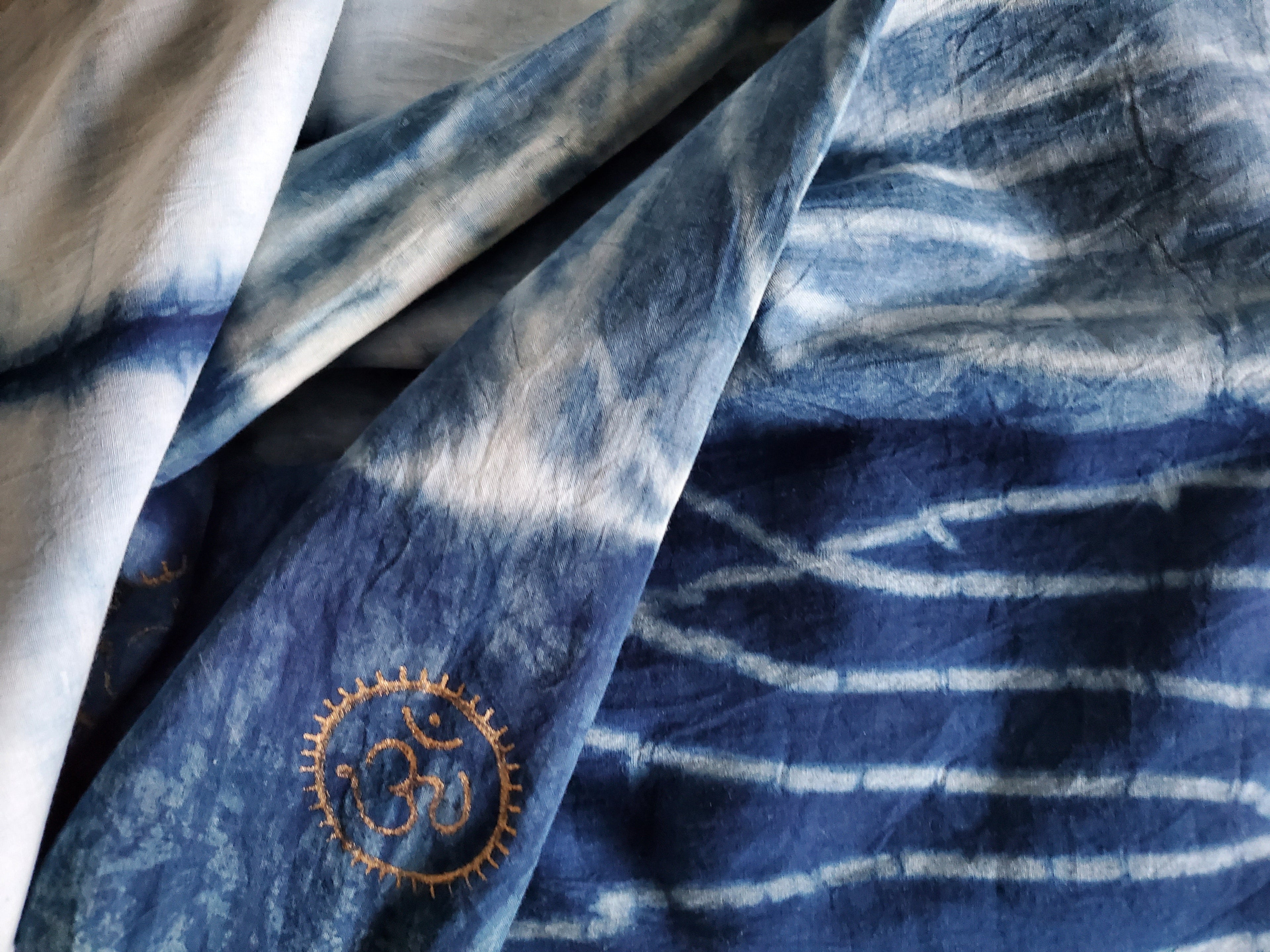 Indigo Dyed Hand Printed Cotton Fabric-1