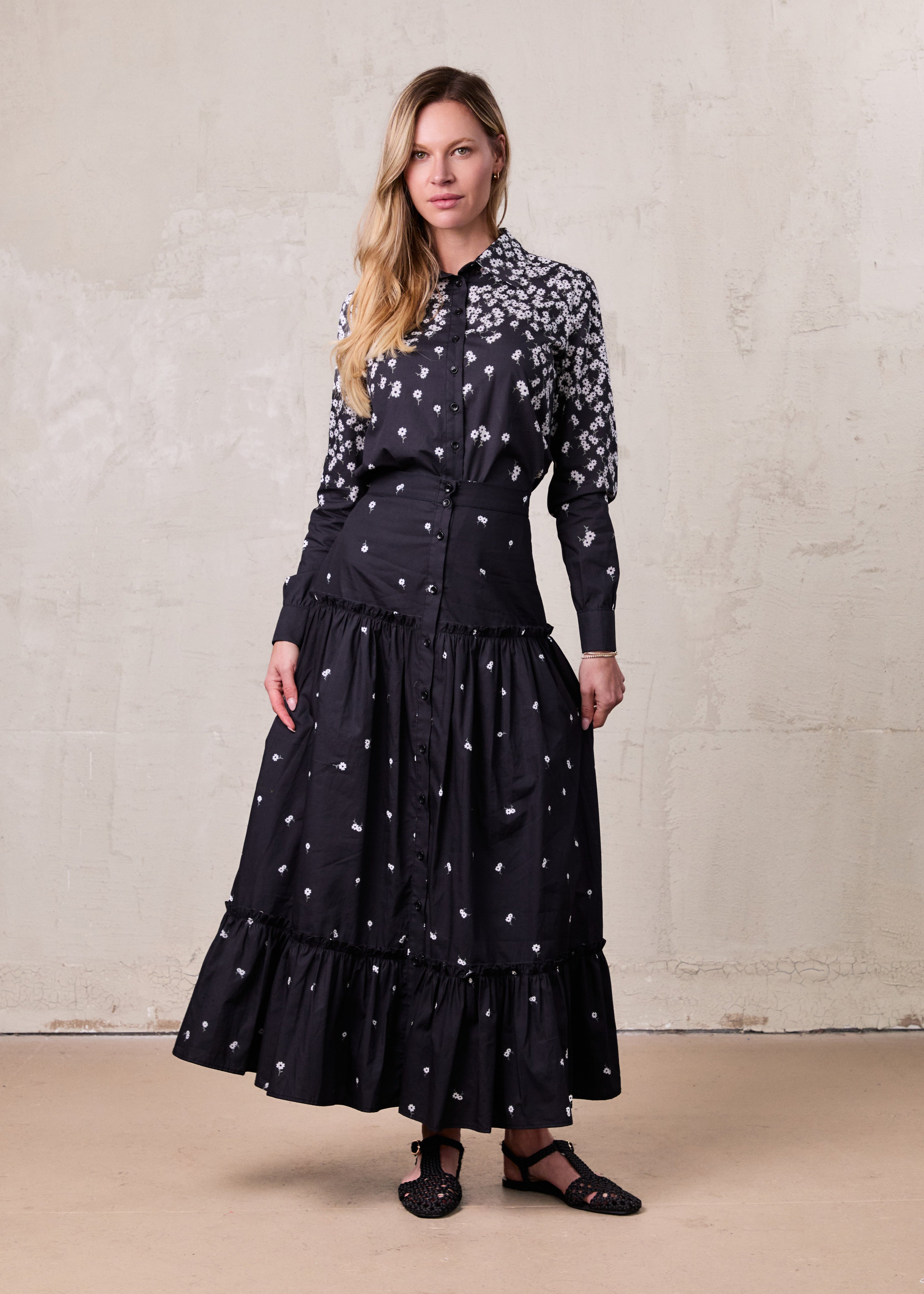 Ombre Flower Blouse-Black