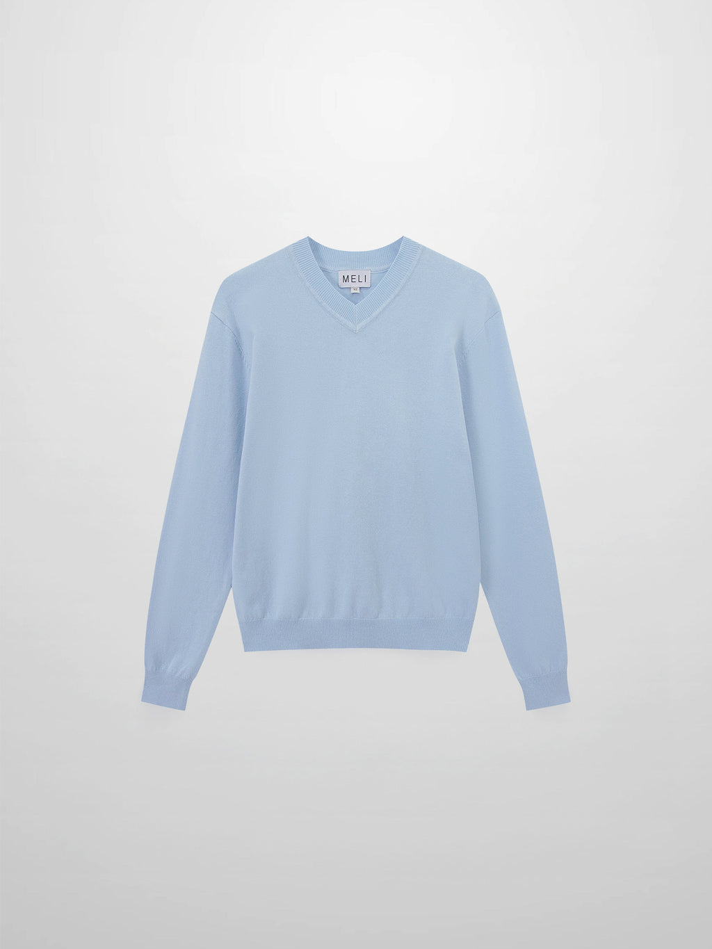 High V Lightweight Sweater-Baby Blue