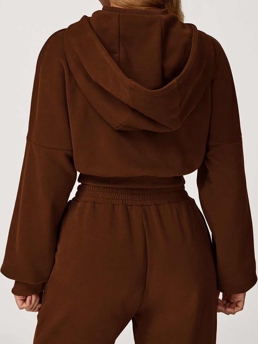 Chic Cocoa Crop Hoodie-2