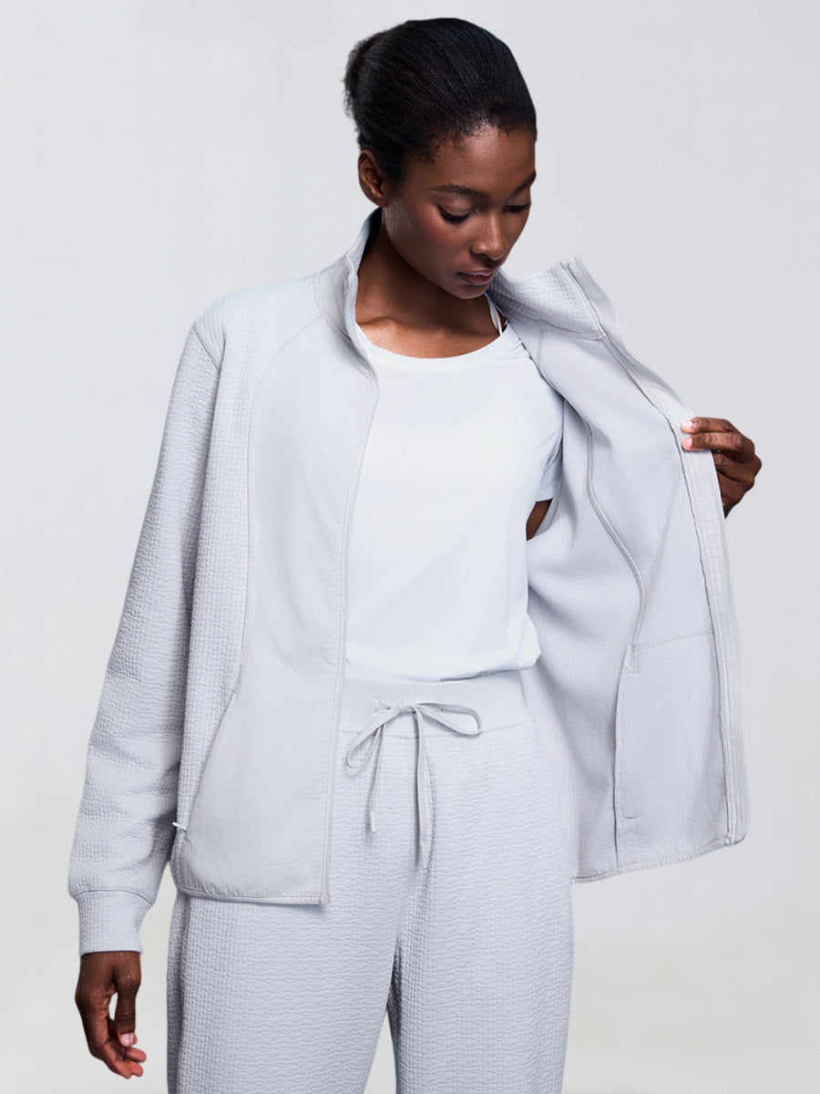 Waffle Stand-Neck Zip Jacket-3