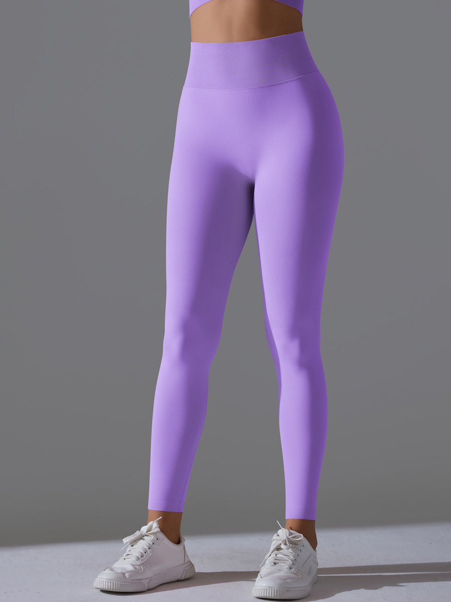 Seamless Solid High-Waist Peach Workout Leggings-1
