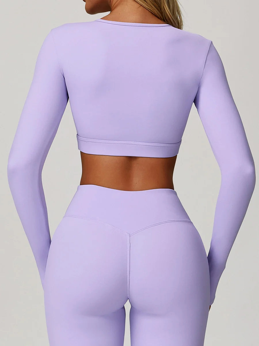 Power Petals Asym Long Sleeve Crop Top-3