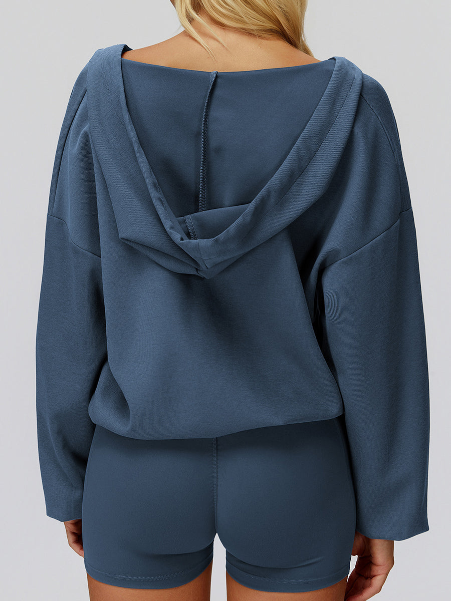 Oversized V-Neck Hoodie-3