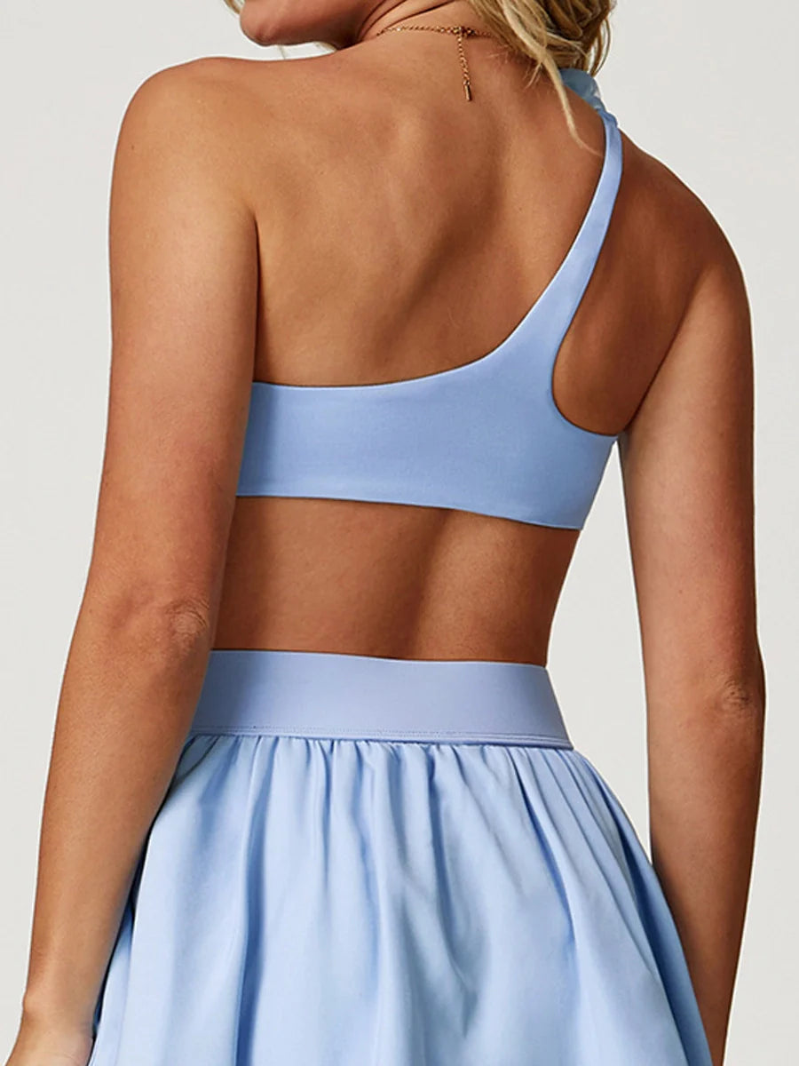 Detachable Rose Asymmetrical Sports Bra-3