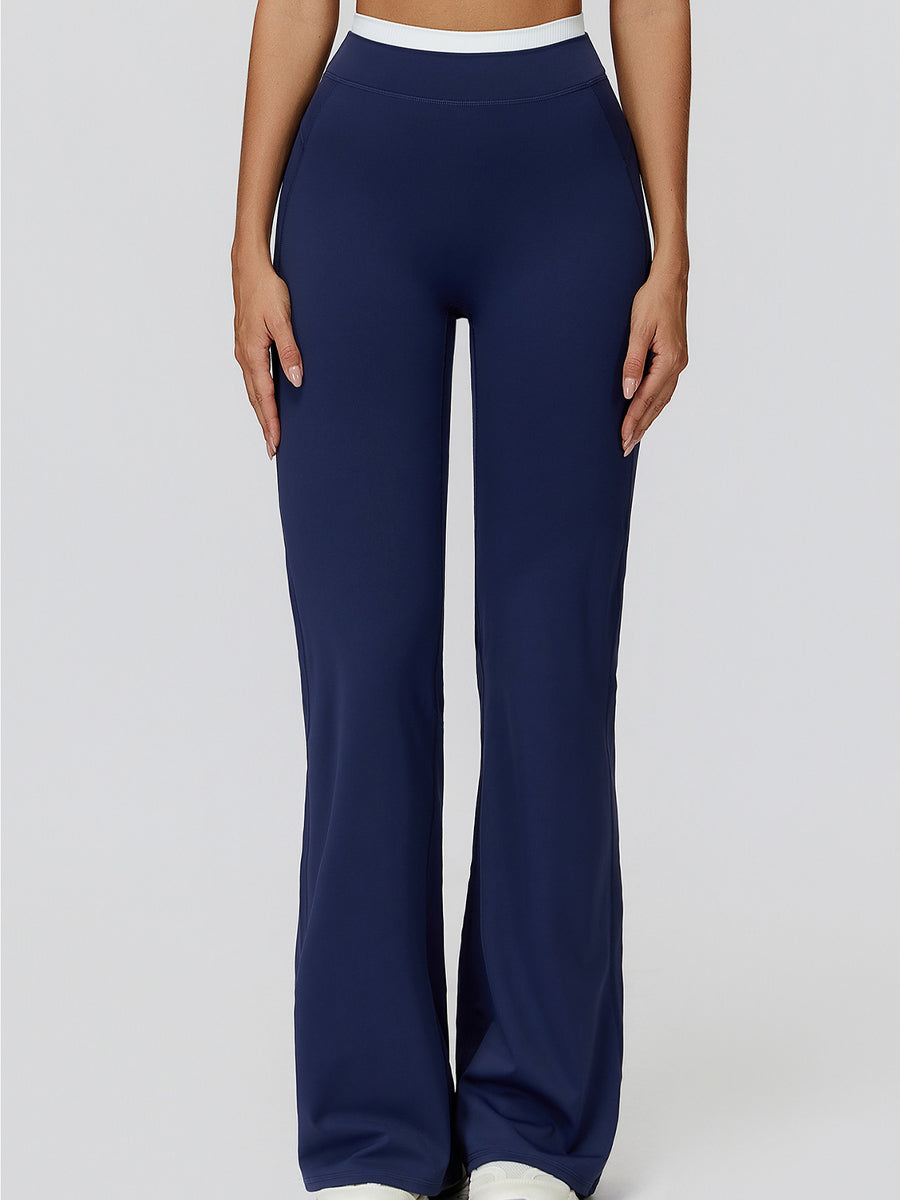 NakedFeel Contrast Ribbed Flare Pants-6