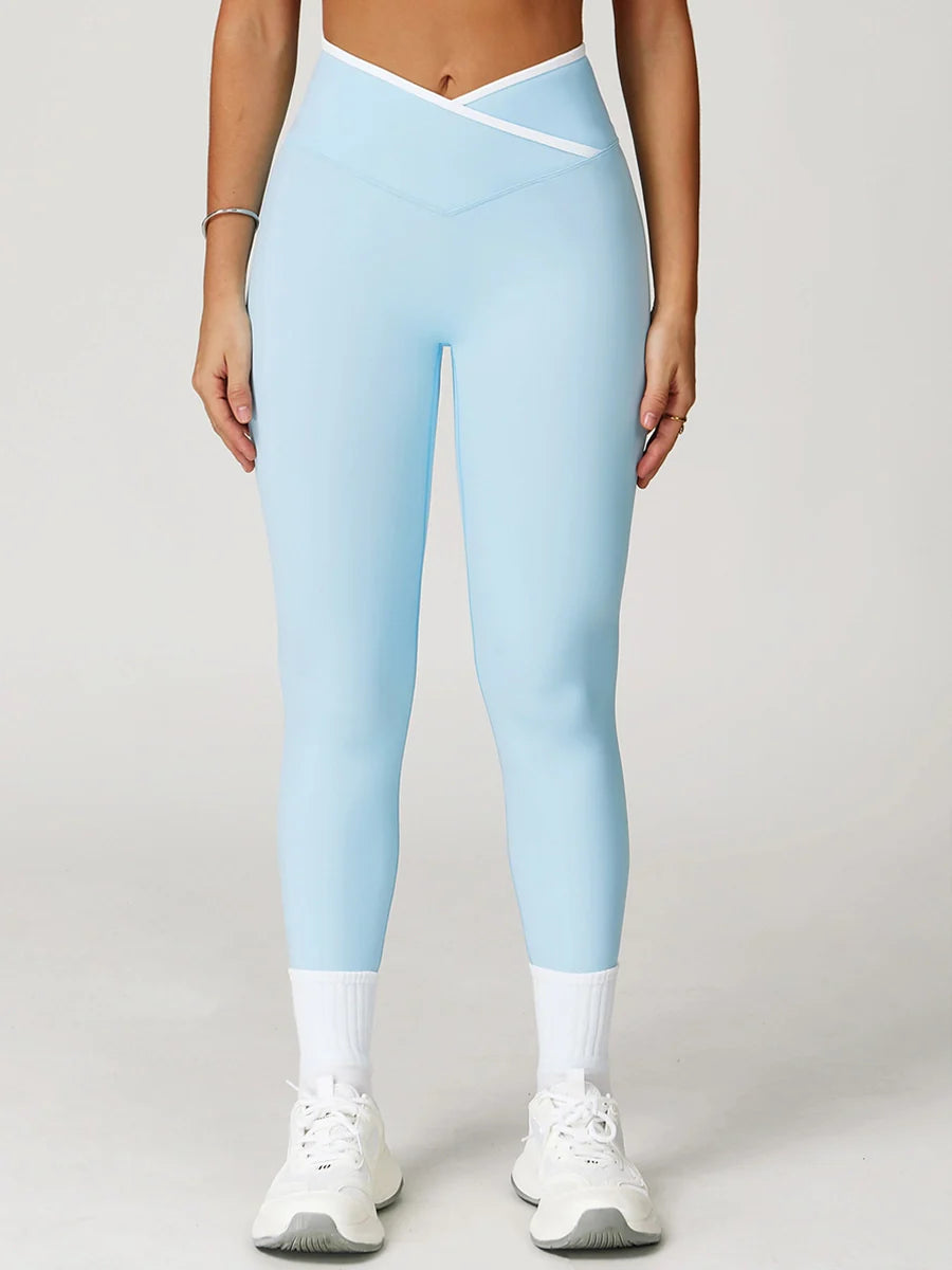 Pastel Colorblock Crossover Leggings-4