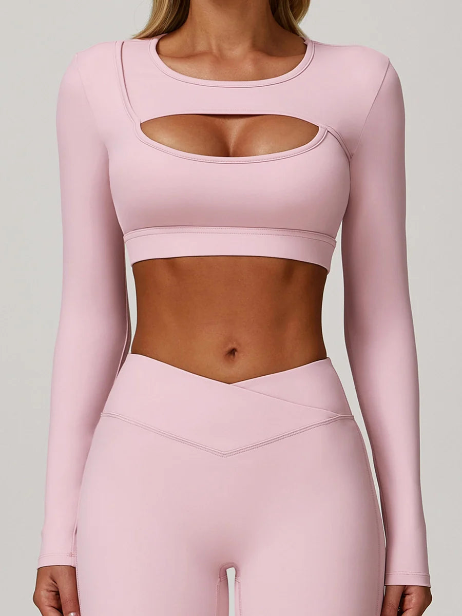 Power Petals Asym Long Sleeve Crop Top-4