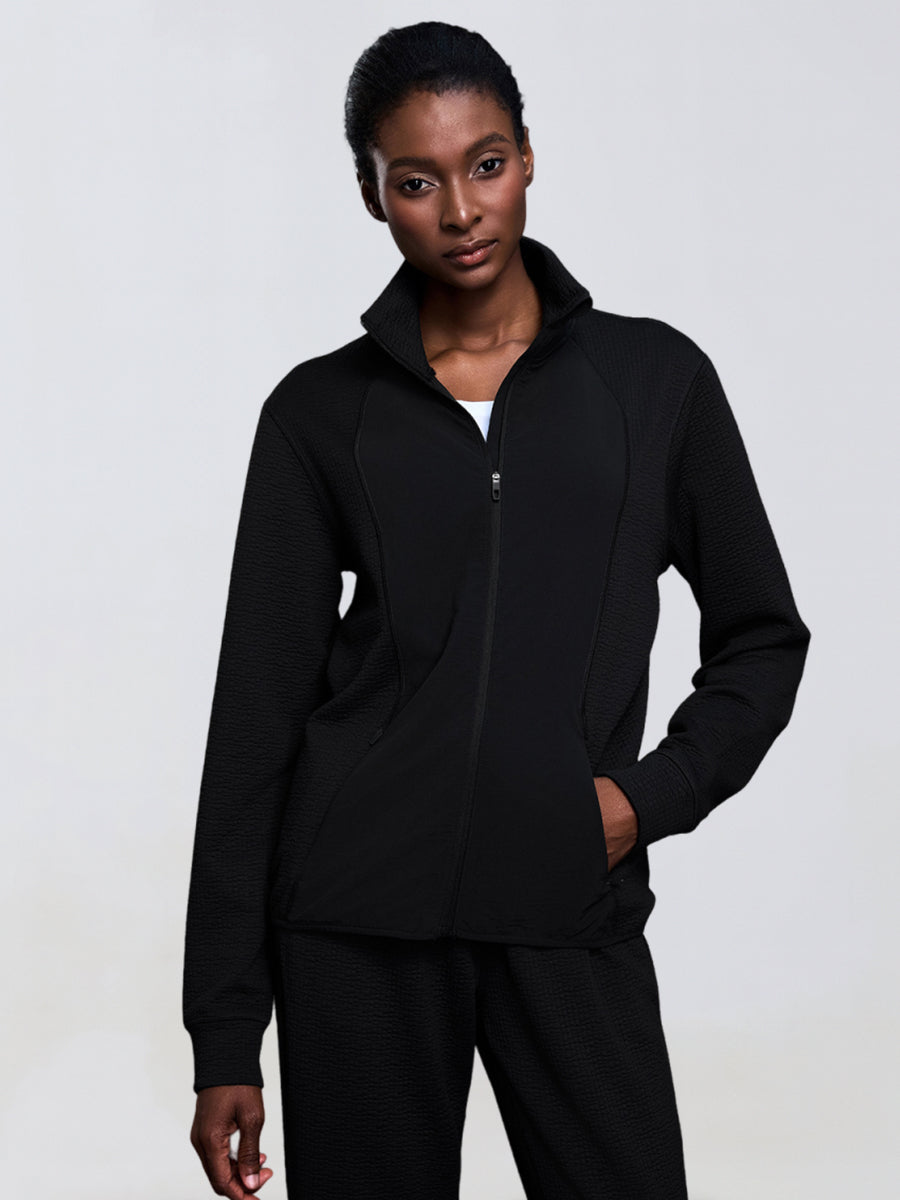 Waffle Stand-Neck Zip Jacket-0