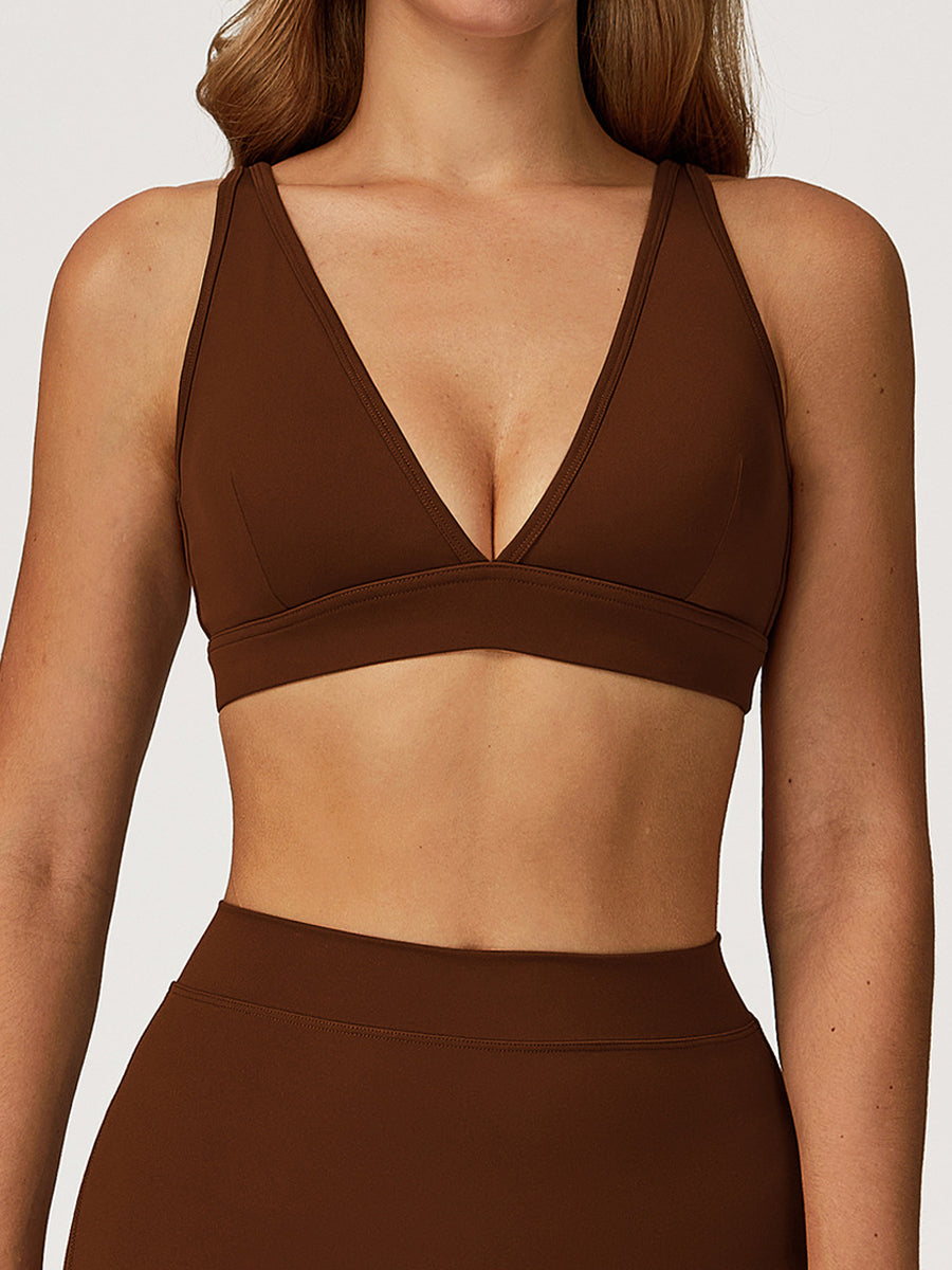 Sleek V-Neck Sports Bra-0