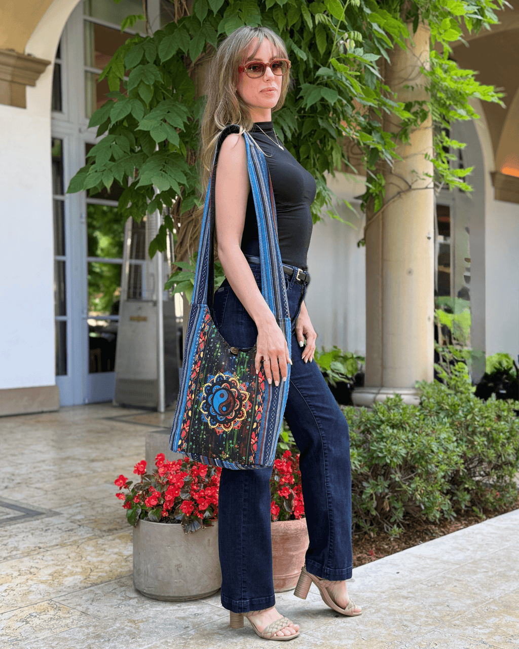 Yin Yang Print Hobo Bag