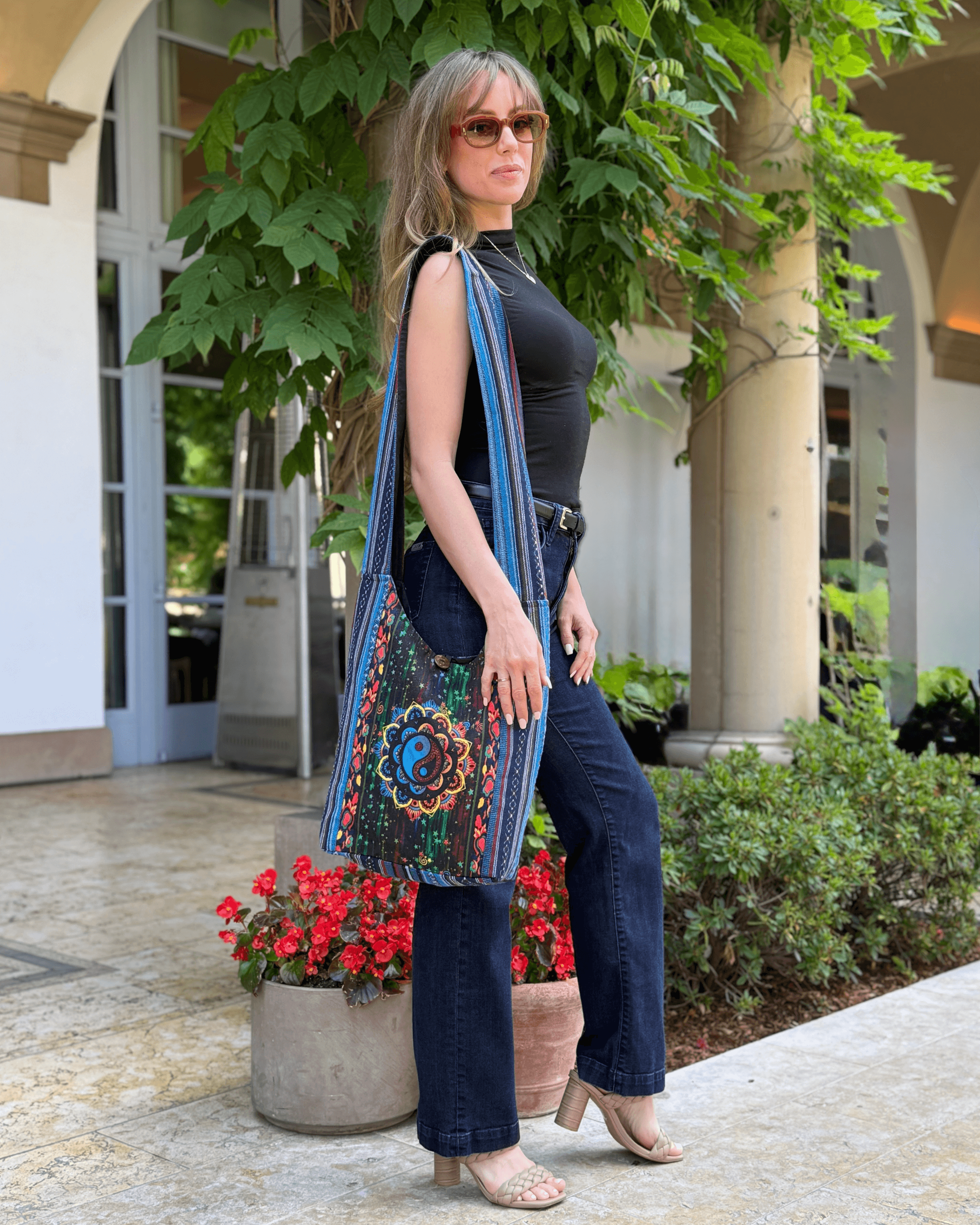 Yin Yang Print Hobo Bag