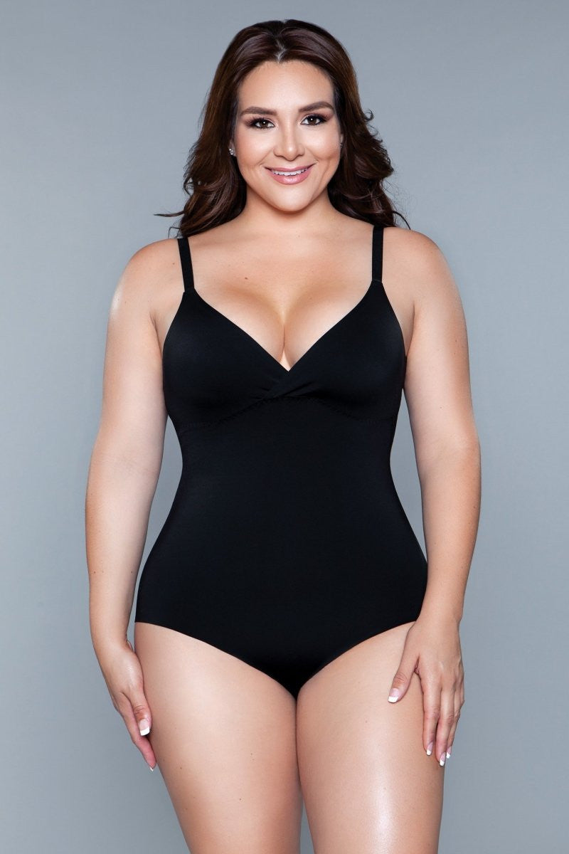 What a Waist Shapewear Bodysuit in Black — back view