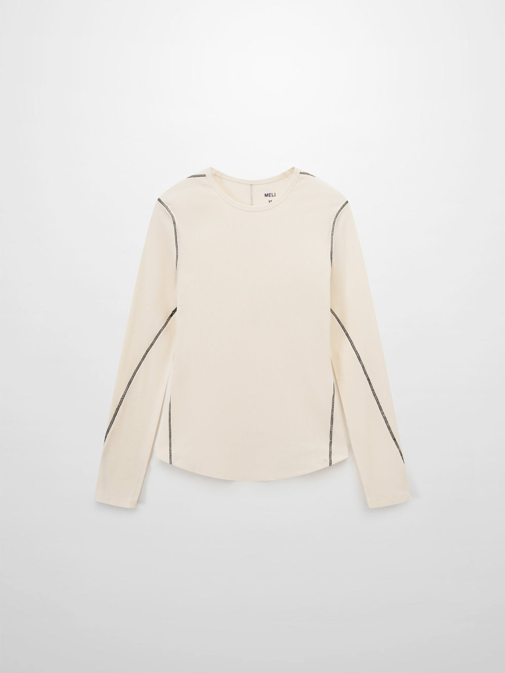 Cross Stitch Ribbed T-Shirt-Cream