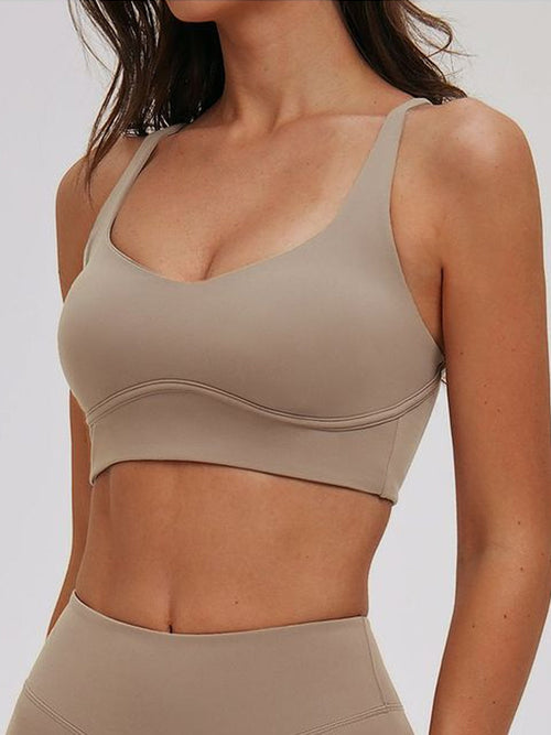 Brushed Halter Sports Bra — halter tie detail close-up