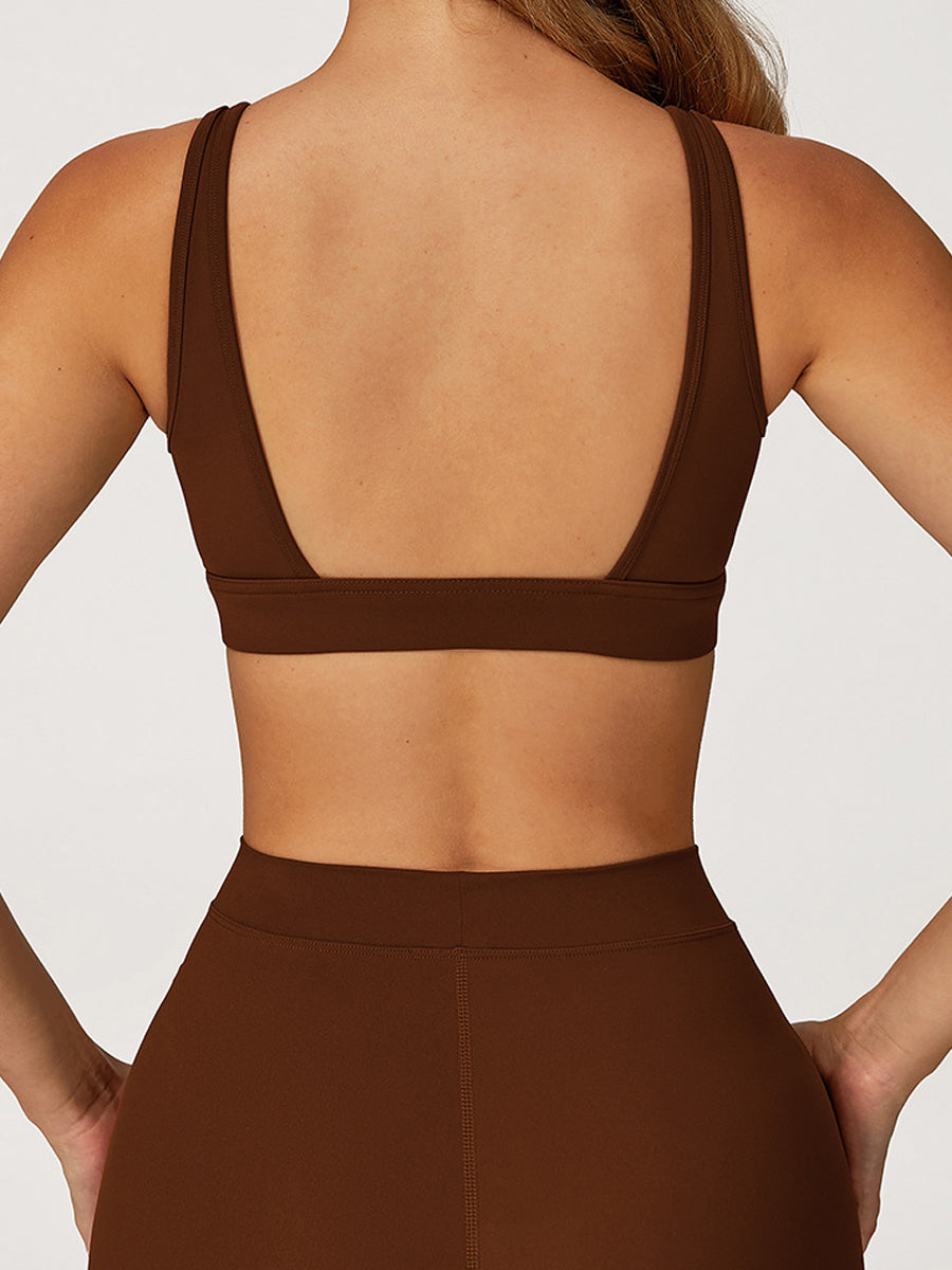 Sleek V-Neck Sports Bra-2