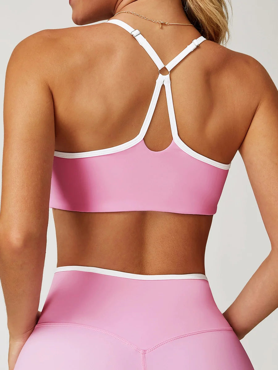 Pastel Colorblock Cut-Out Back Sports Bra-3