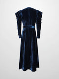 Velvet Flare Dress-Navy