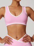 Colorblock Wide-Strap Sports Bra-0