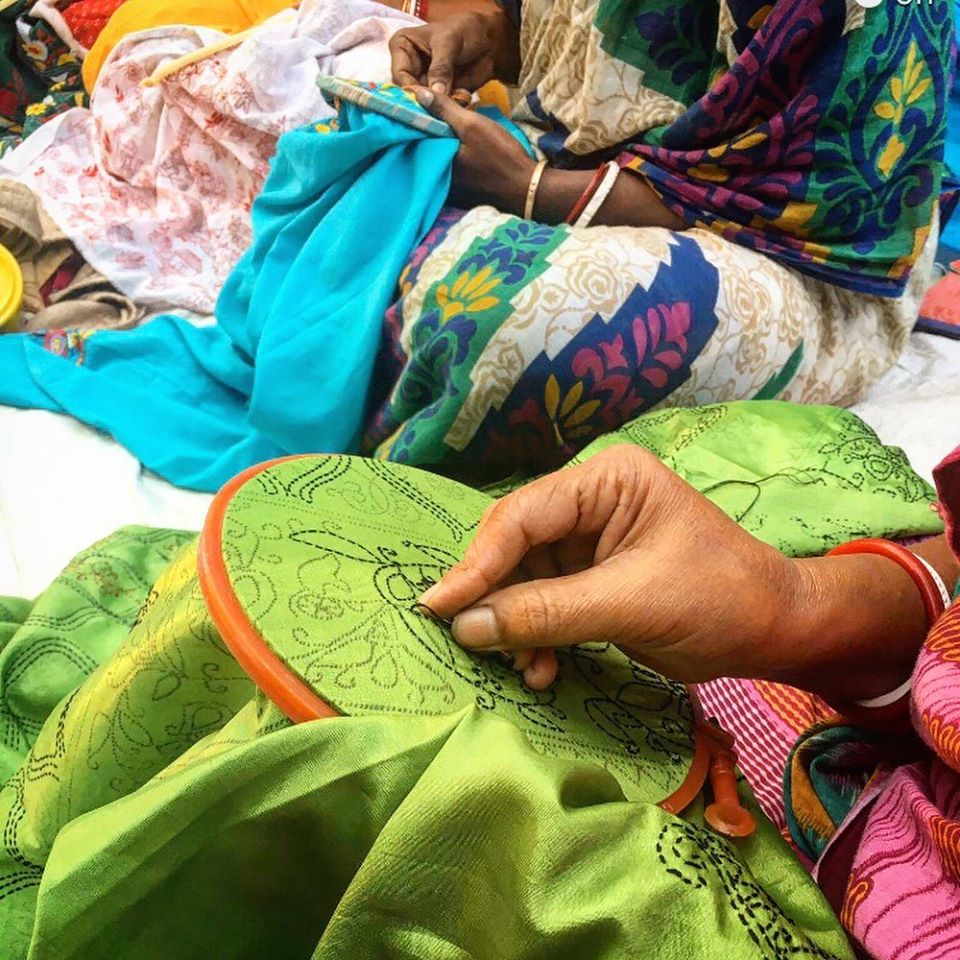 Ethical Luxury Wrap by Women Artisans - Hand-Embroidered Silk Shawl-3
