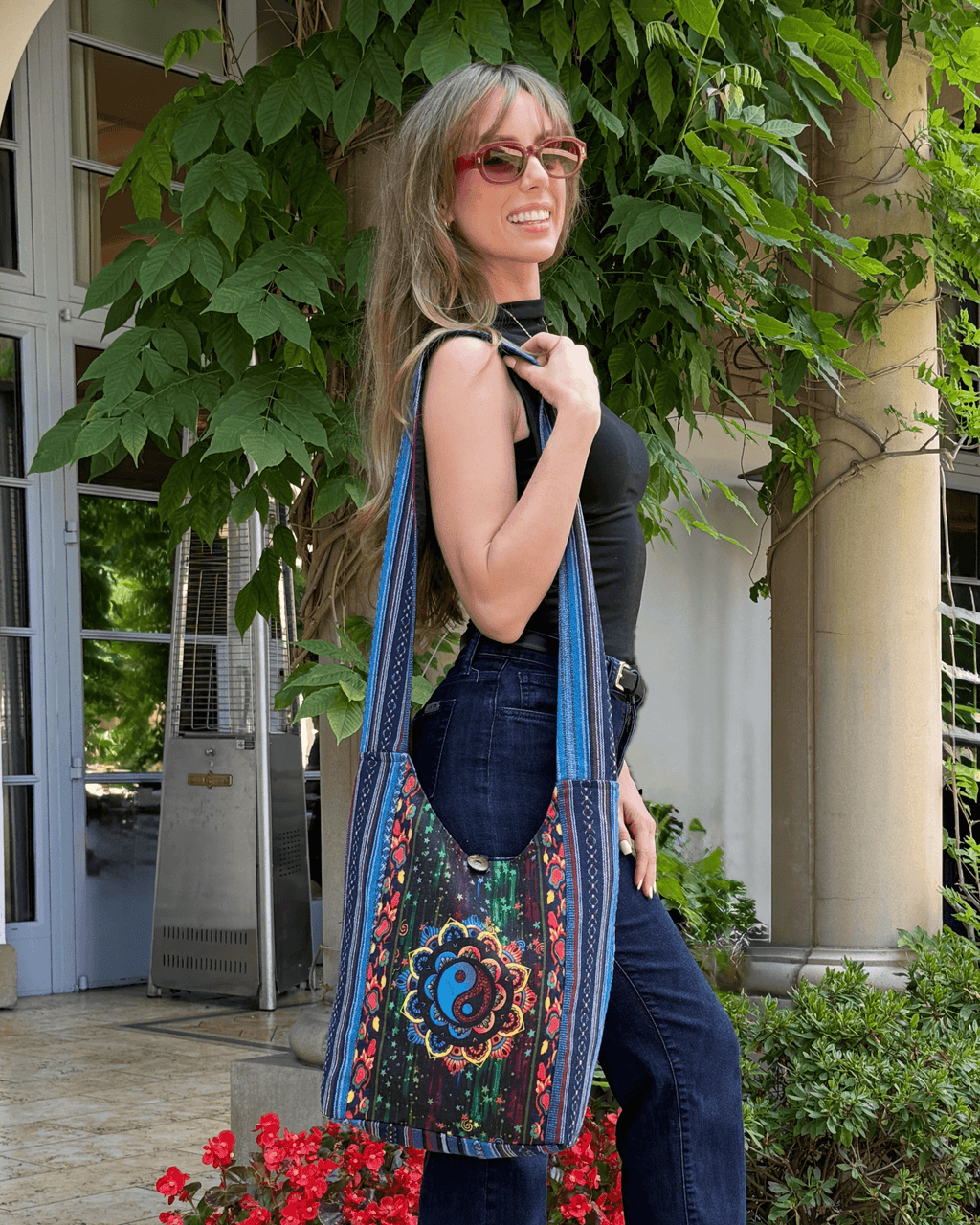 Yin Yang Print Hobo Bag