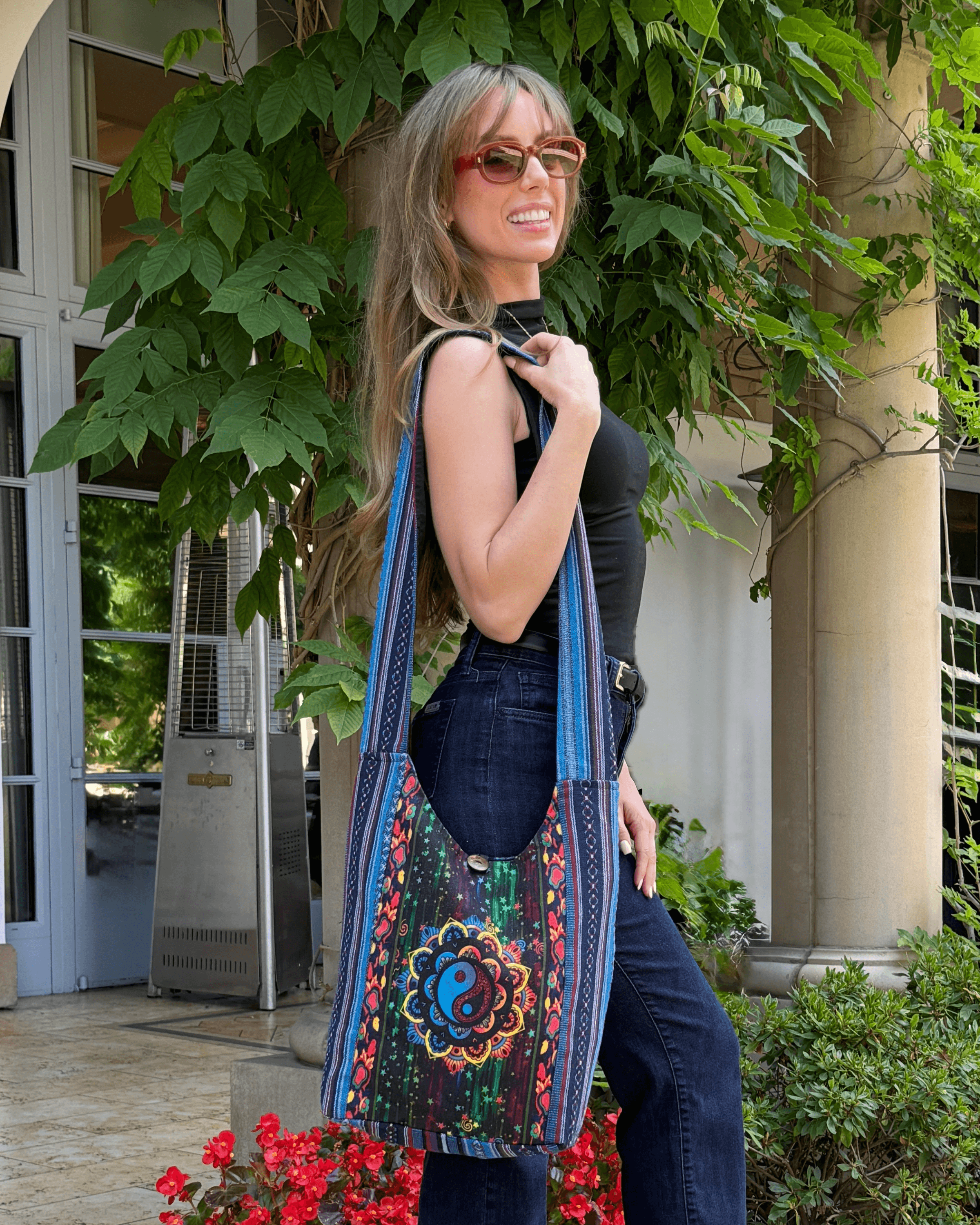 Yin Yang Print Hobo Bag