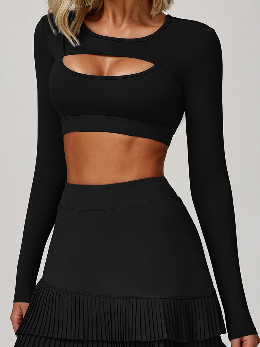 Power Petals Asym Long Sleeve Crop Top-5