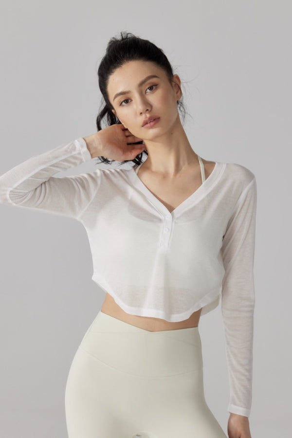 Cropped Long Sleeve Pullover-3