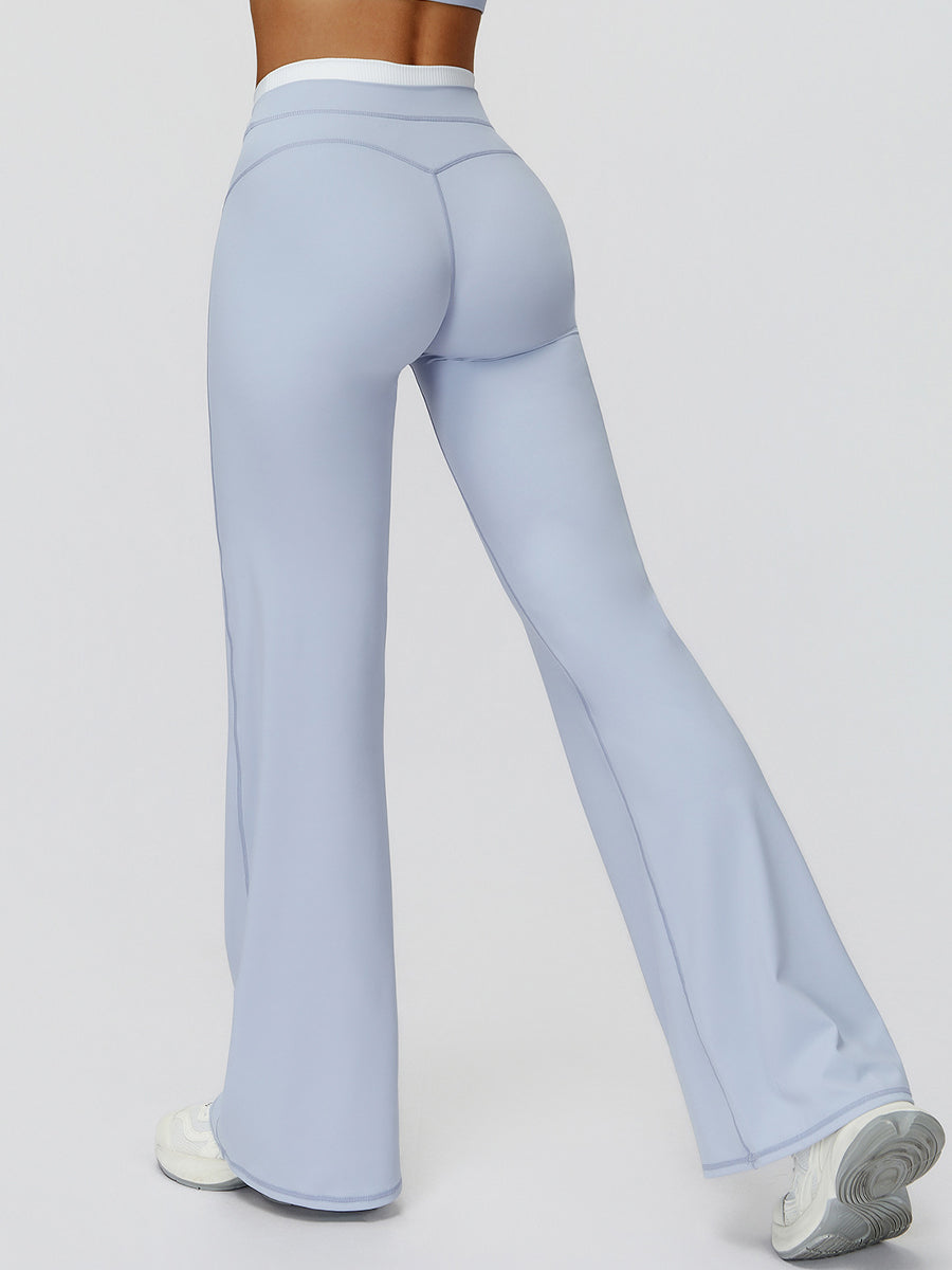 NakedFeel Contrast Ribbed Flare Pants-2
