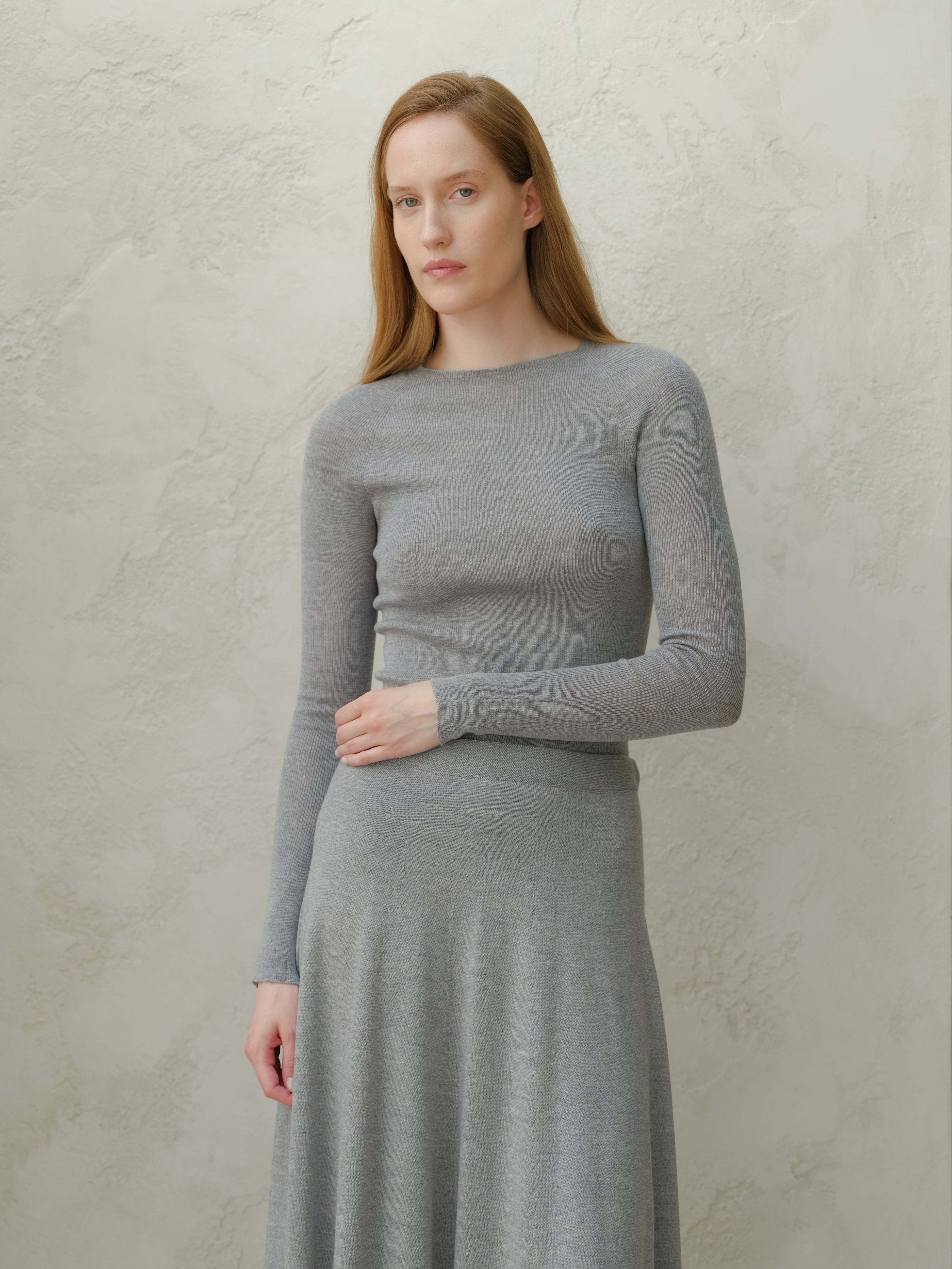 Extra Fine Merino Wool Ribbed 3D-Knit Crewneck Sweater
