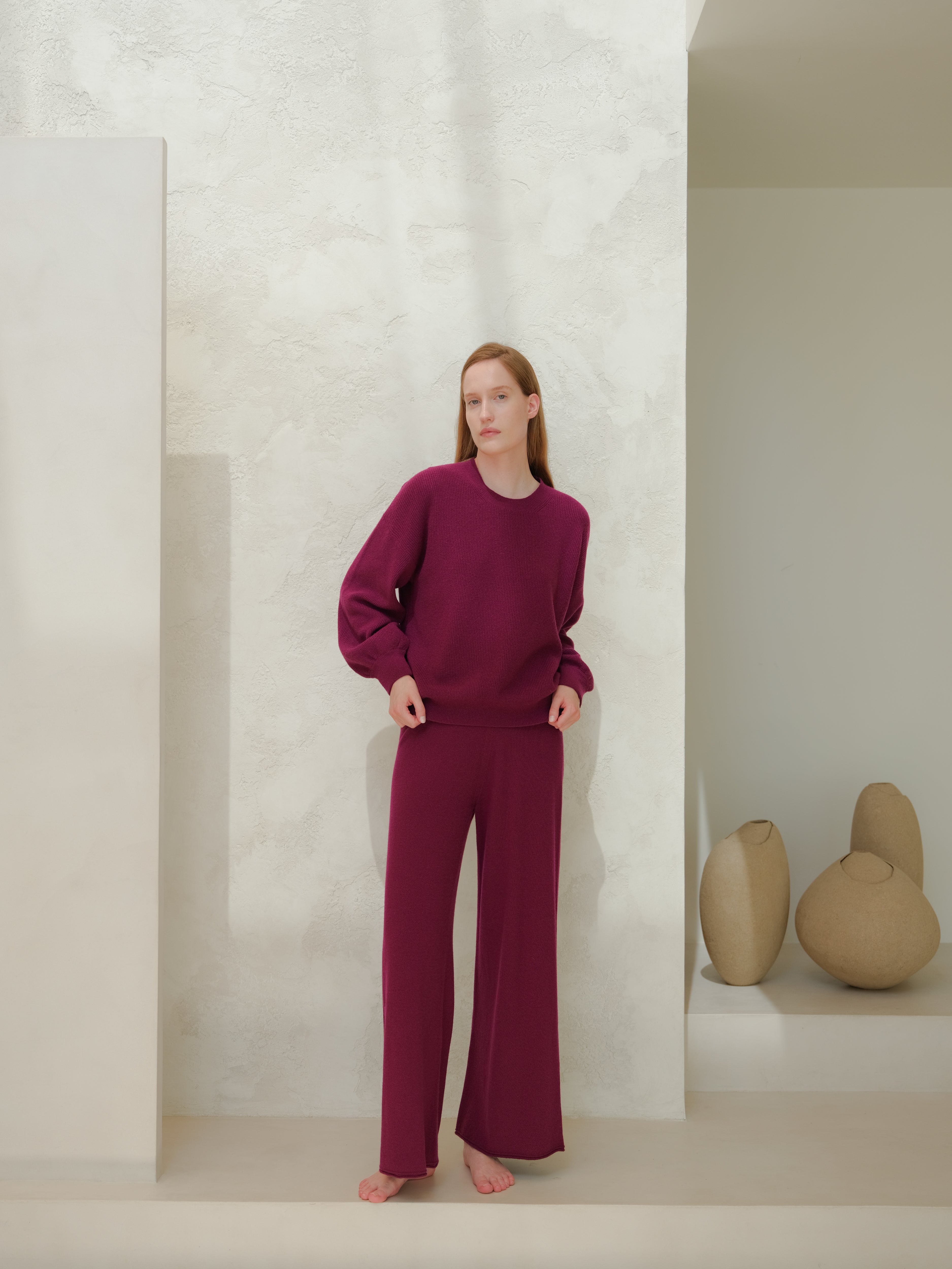 Cashmere-Mix Wide-Leg Knit Pants