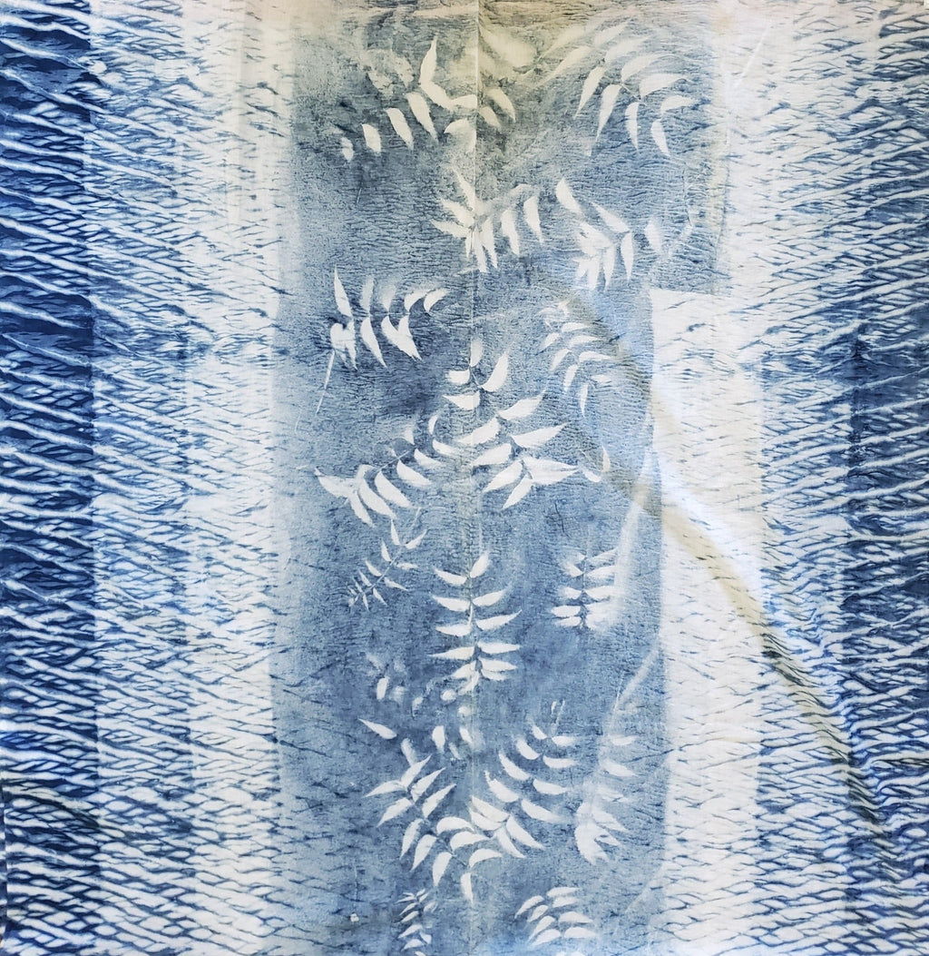 Indigo Dyed Hand Printed Cotton Fabric-0