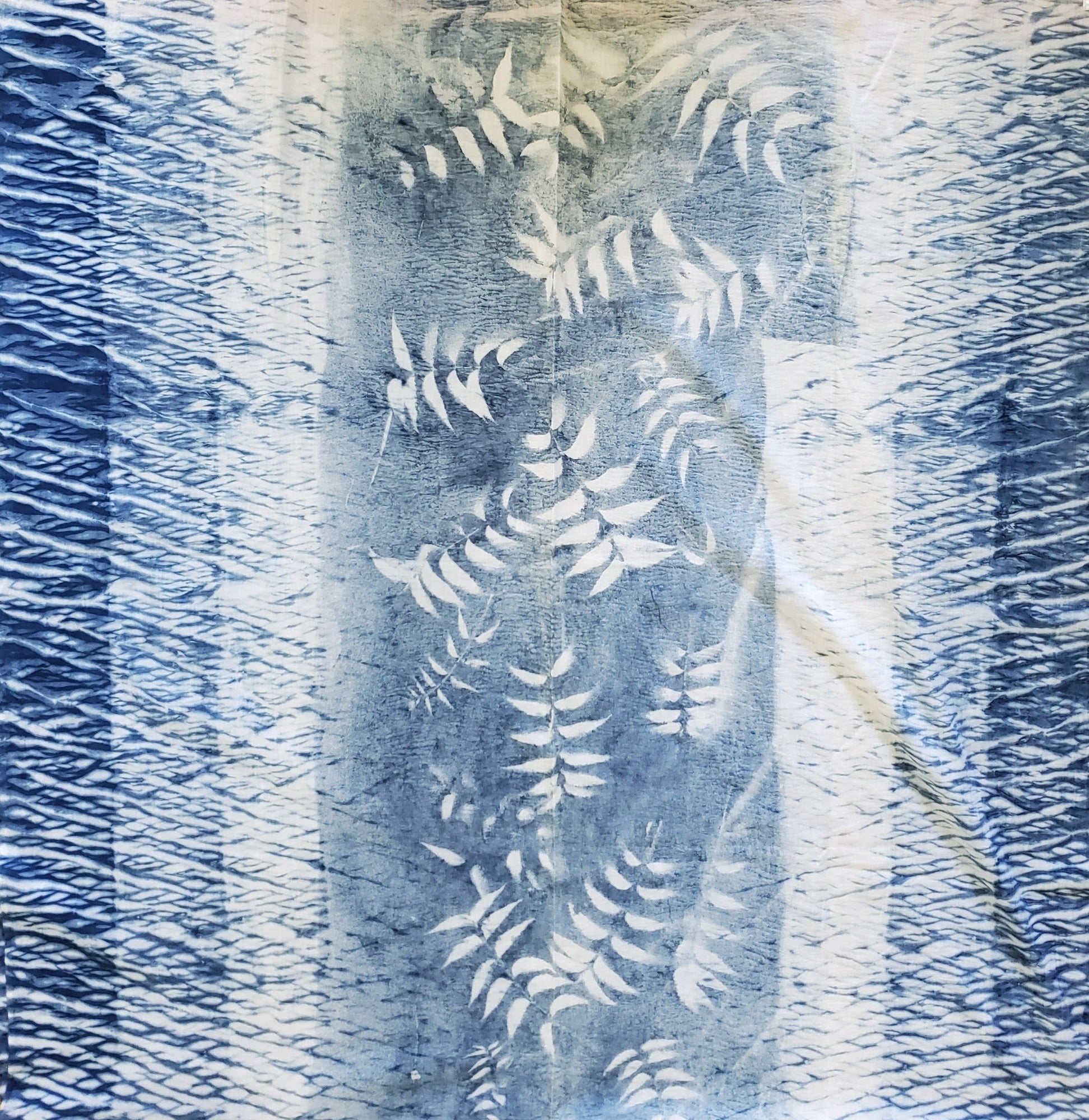 Indigo Dyed Hand Printed Cotton Fabric-0