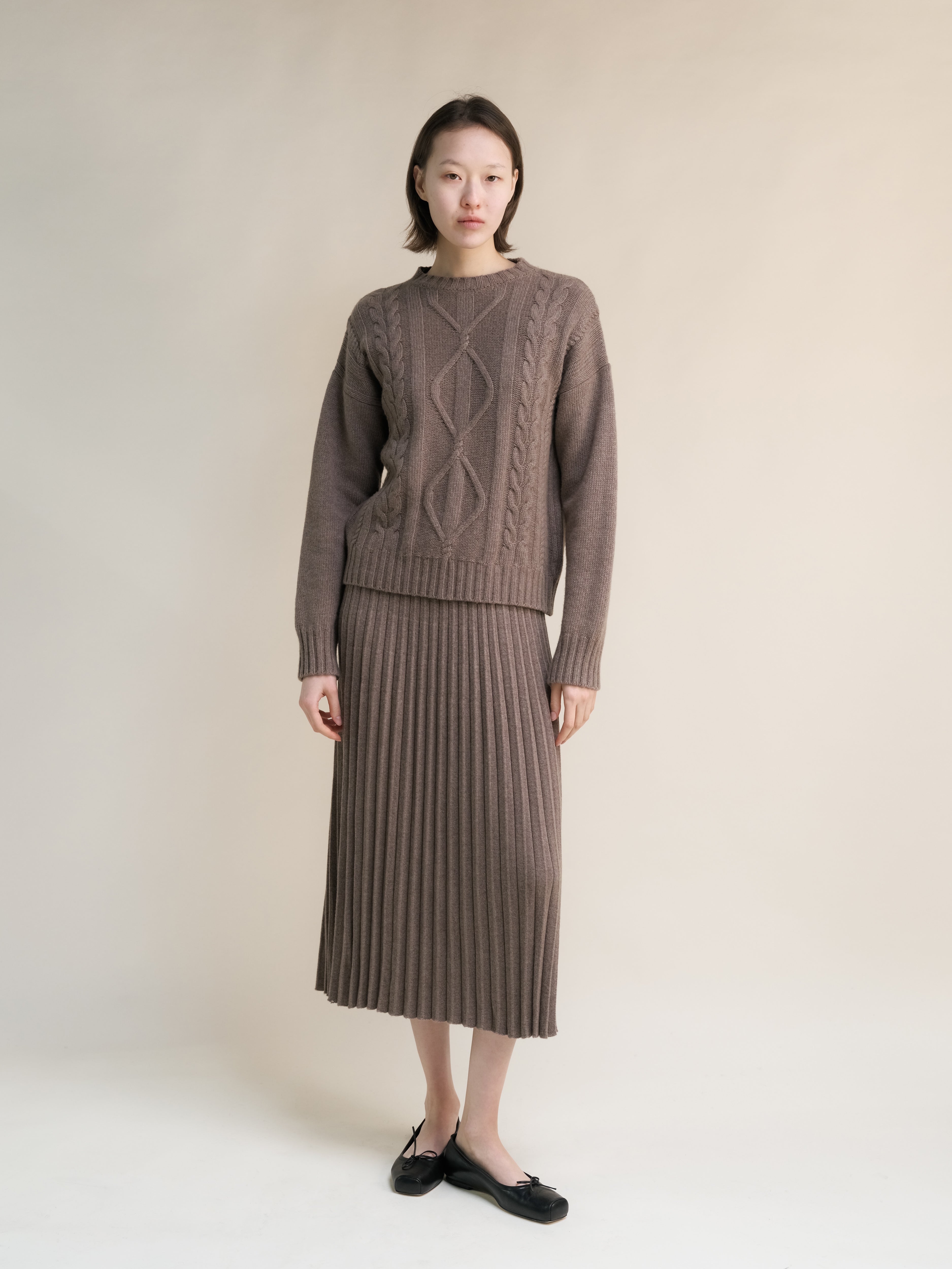 Cashmere-Mix Plissé Knit Skirt
